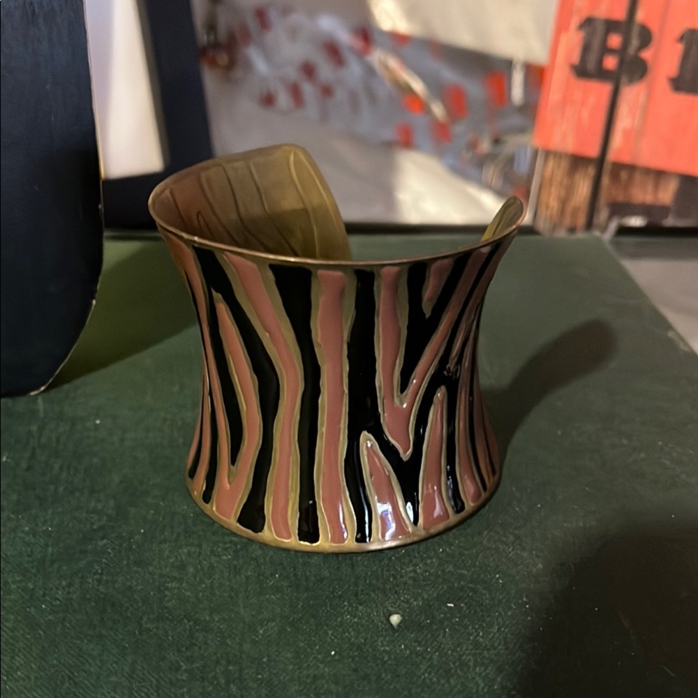Pink and Black Zebra-Stripe Cuff Bracelet